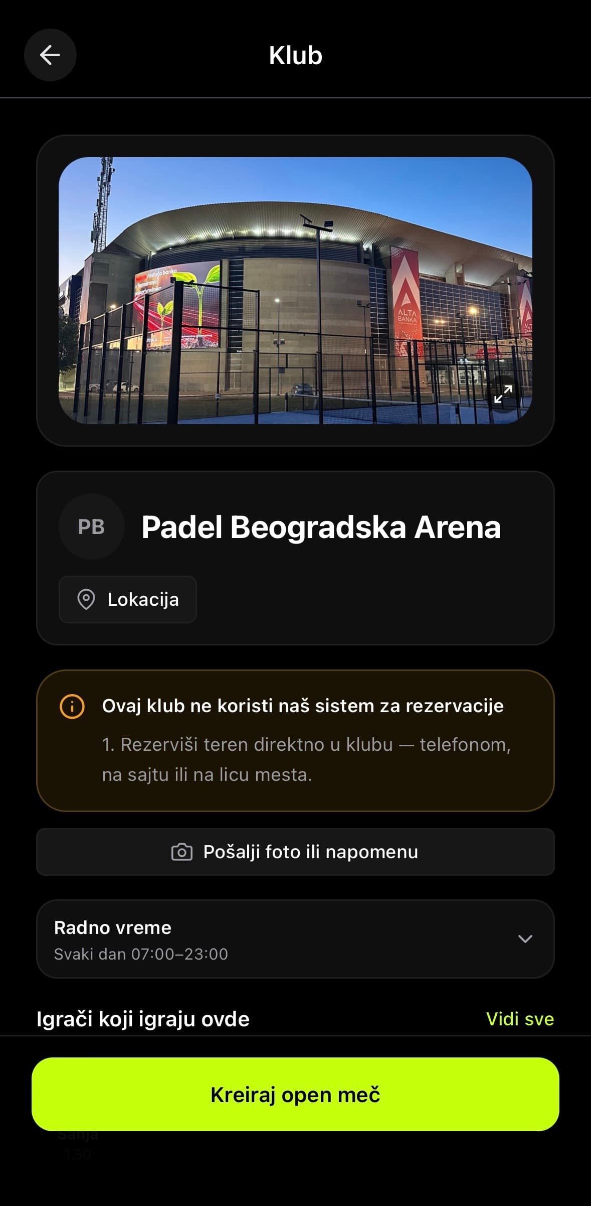 Detalj kluba na listi